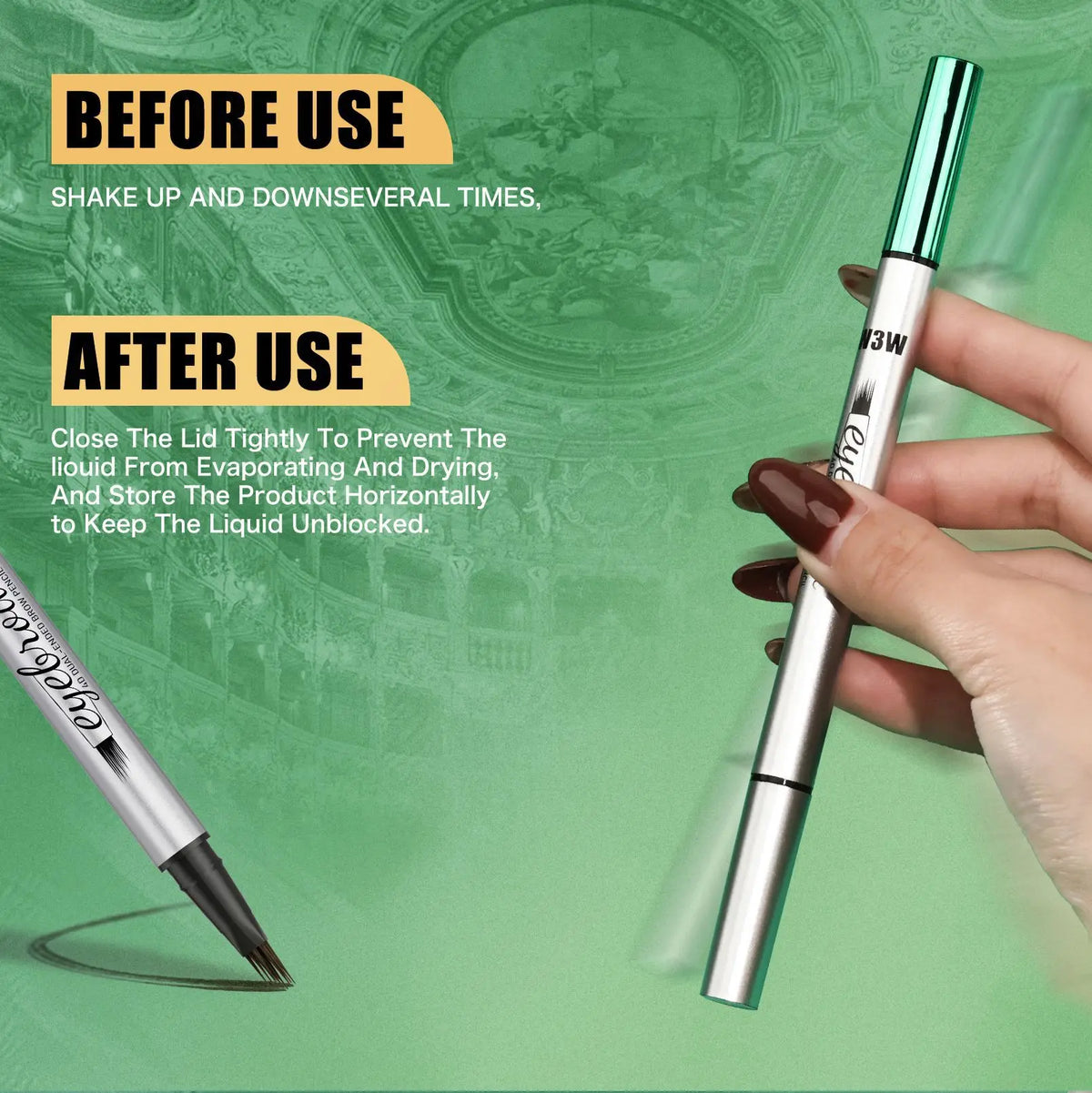 4D Double-Ended Liquid Eyebrow Pencil | Waterproof Micro-Fork Liquid Eyebrow Pencil QXL
