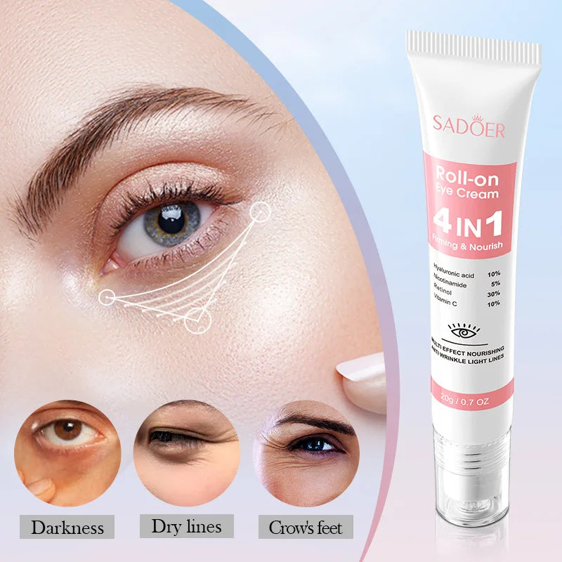 SADOER 4-in-1 Retinol Eye Cream | Hyaluronic Acid & Vitamin C Eye Cream Serum QXL