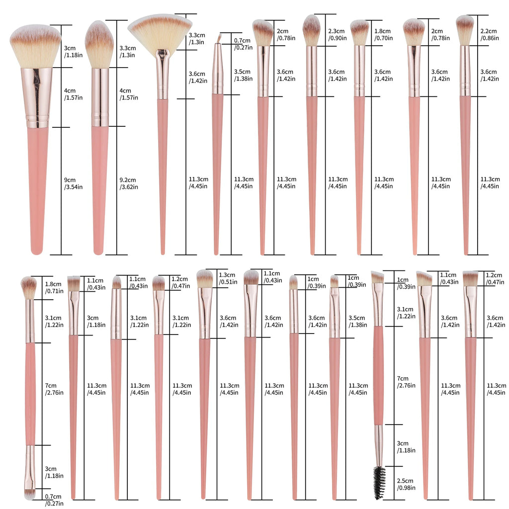 20-Pc Rose Gold Makeup Brush Set | Full Face Pink Handle Makeup Brush Set QXL