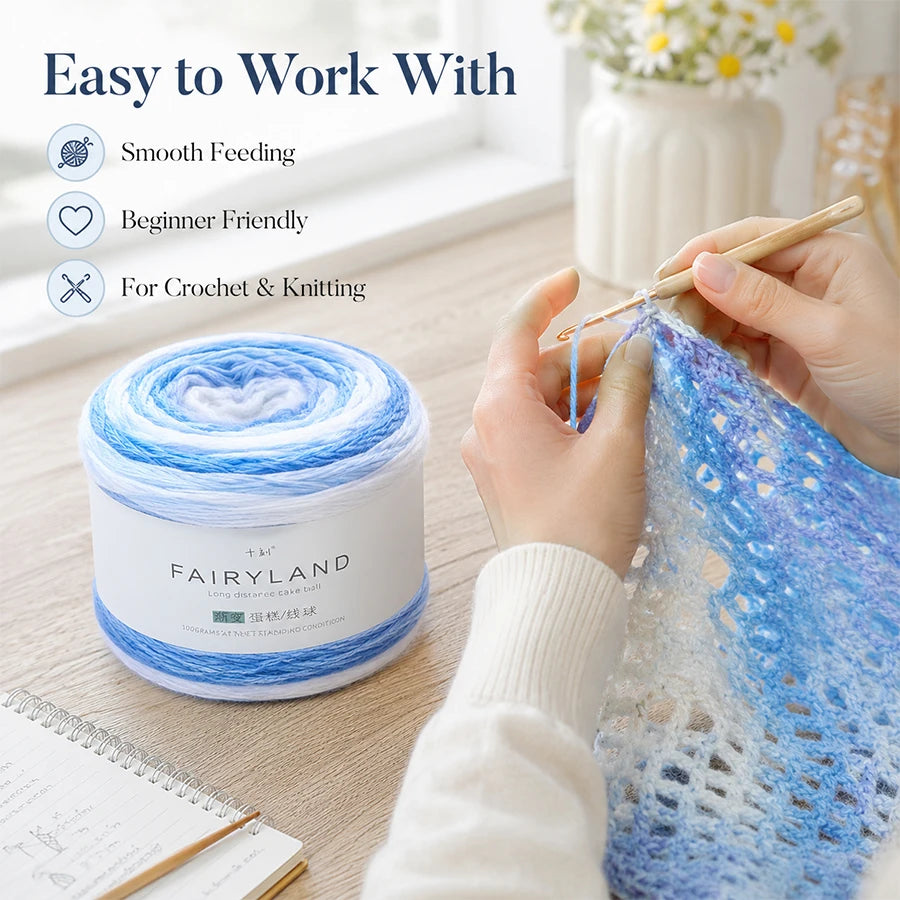 Soft Gradient Cake Yarn | Multicolor Crochet Knitting Yarn Gradient Cake Yarn QXL