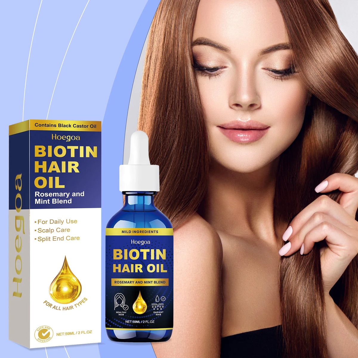 Rosemary Hair Oil Essence | Moisturizing & Smoothing 59ml Hair Oil Treatment QXL