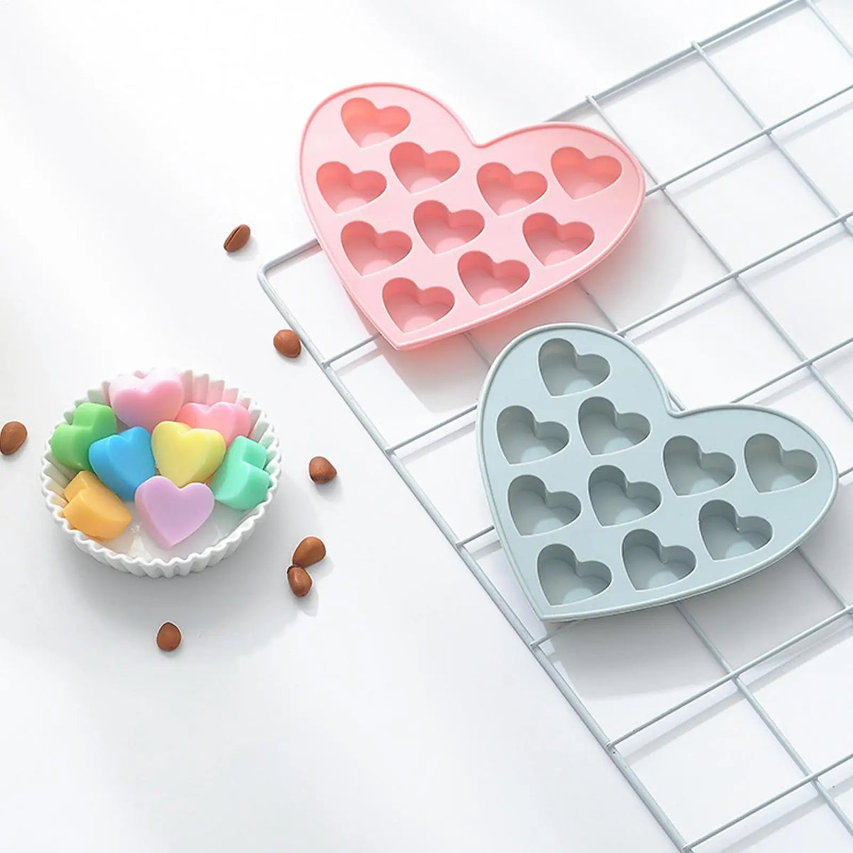 Heart Silicone Chocolate Mold – Candy, Jelly & Ice Cube Tray Silicone Baking Mold QXL