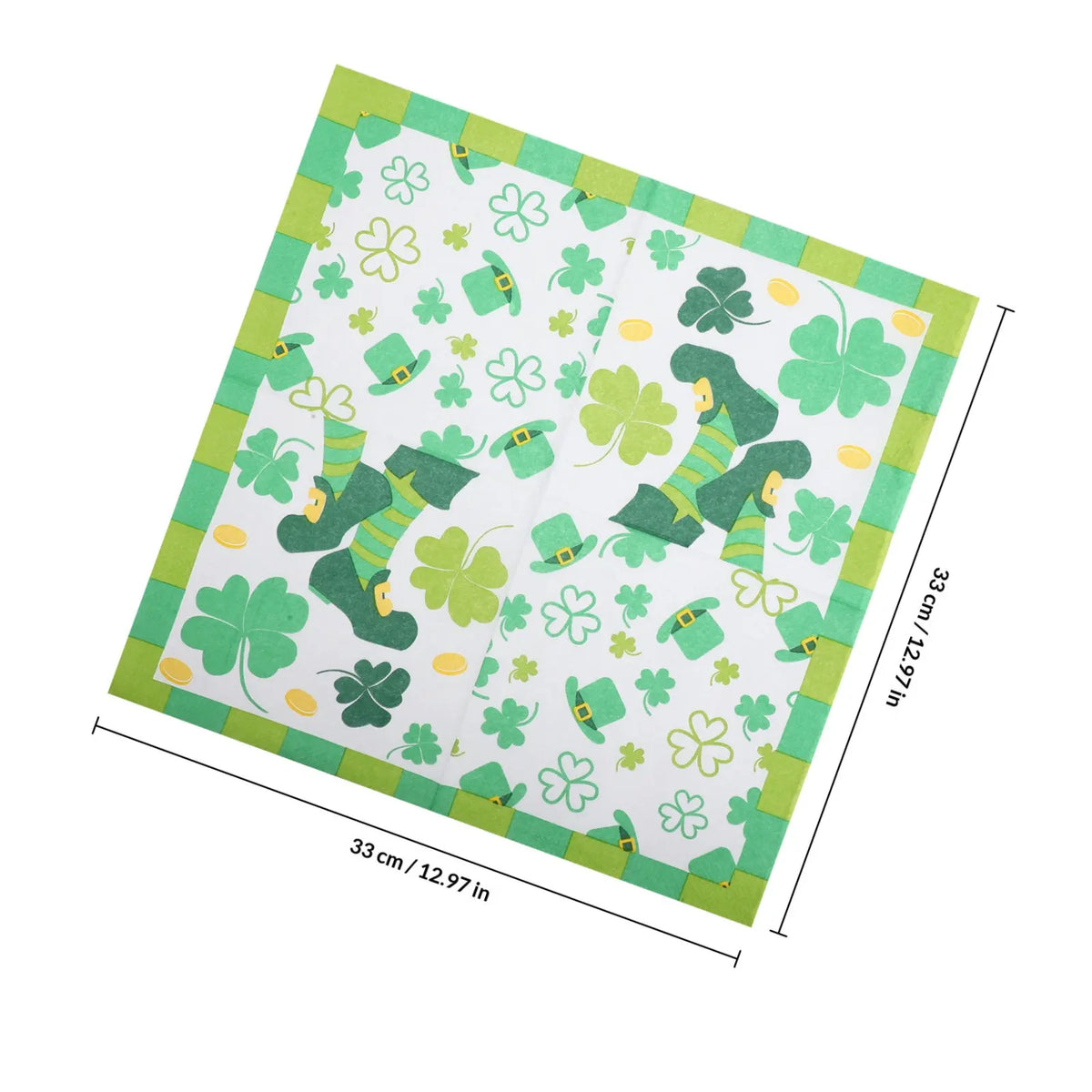 20-Pack Shamrock Paper Napkins | St. Patrick's Day Party Disposable Paper Napkins QXL