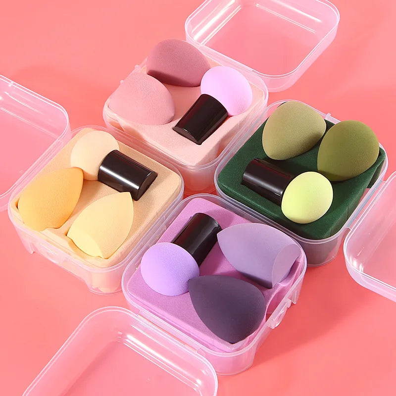 3-Pack Makeup Blender Sponge Set with Storage Box | 4 Colors Makeup Sponge Set QXL
