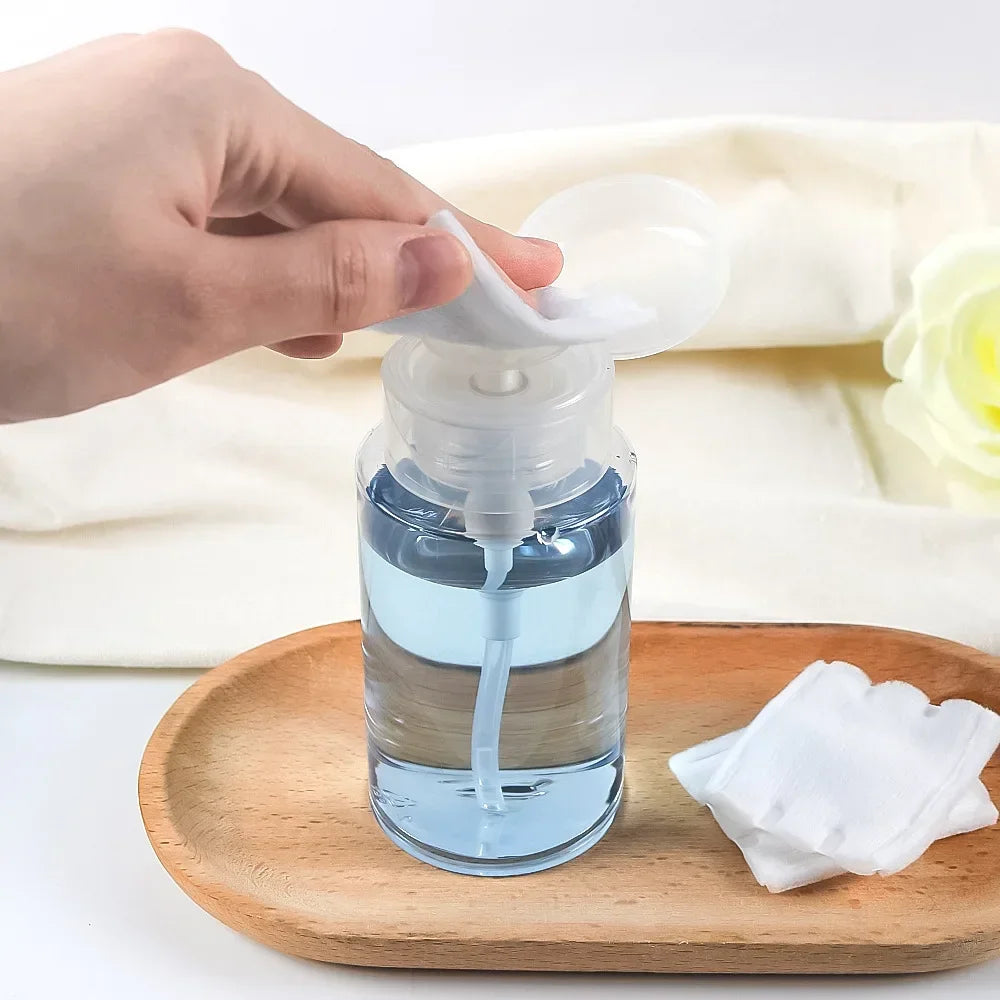 Refillable Press Pump Dispenser Bottle | Nail & Makeup 100–200ml Pump Dispenser Bottle QXL