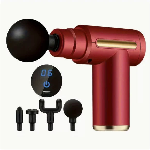 Portable Wireless Massage Gun | 4 Heads & LED Screen Handheld Massage Gun QXL B As shown -1