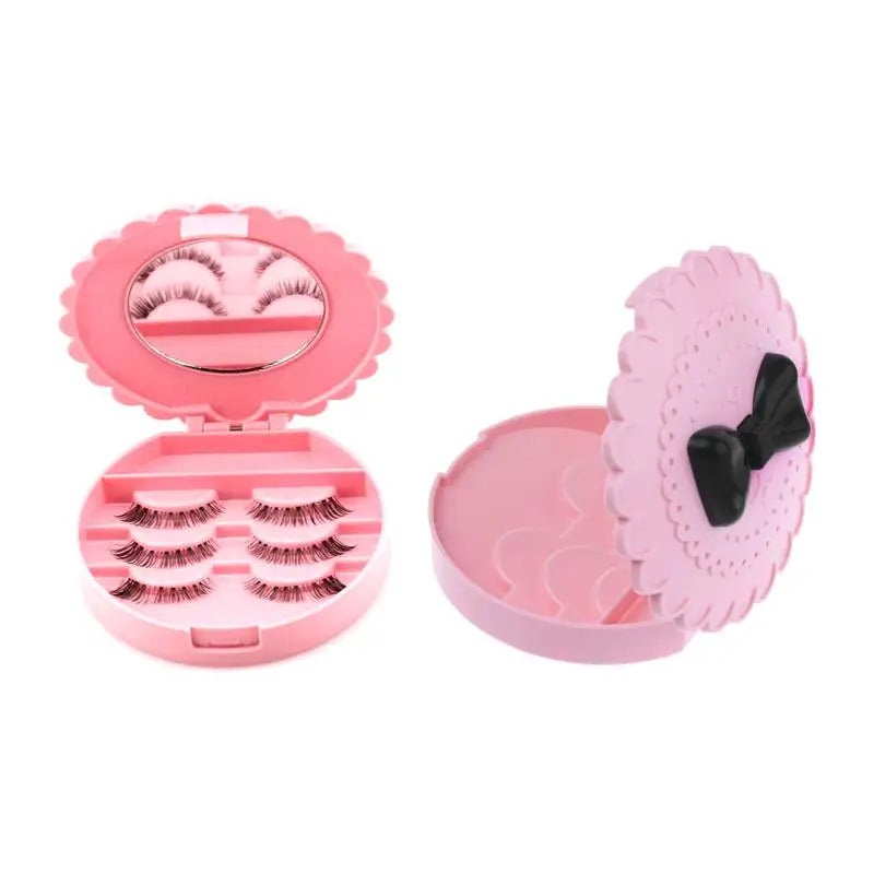 False Eyelash Storage Box with Mirror – Pink Bowknot Case Eyelash Storage Case QXL Default Title