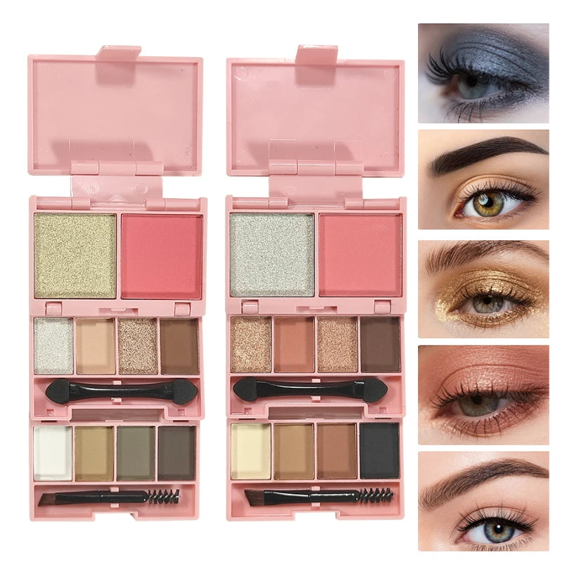 6-Color Folding Makeup Palette | Blush Highlighter Eyeshadow Makeup Palette QXL