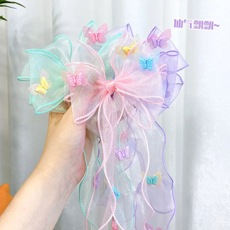 Chiffon Bow Mesh Butterfly Hair Clip for Girls & Women Bow Hair Clip QXL