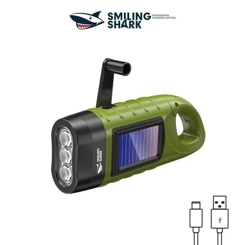 Solar Hand Crank LED Flashlight | Camping Emergency Torch Solar Camping Flashlight QXL