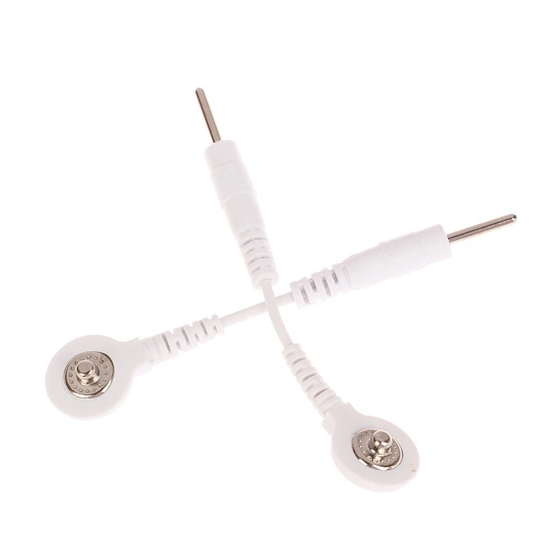 2-Pack TENS EMS Electrode Lead Cables | 2.0mm Snap 3.5mm Plug Electrode Lead Cables QXL