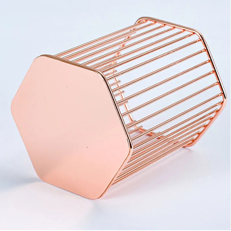 Hexagon Iron Makeup Brush Holder & Desk Cosmetic Organizer Makeup Brush Holder QXL