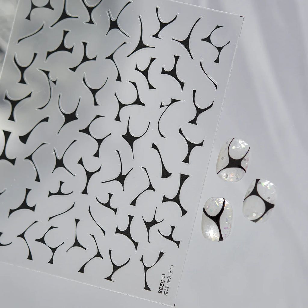 Silver French Tip 5D Nail Art Stickers | Abstract Decals Nail Art Stickers QXL