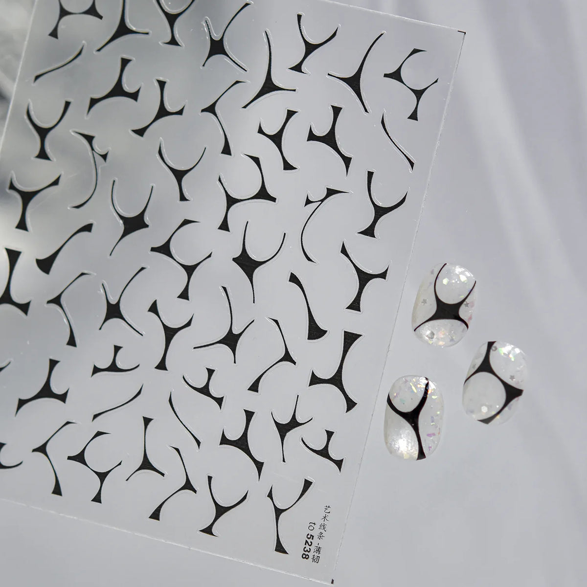 Silver French Tip 5D Nail Art Stickers | Abstract Decals Nail Art Stickers QXL