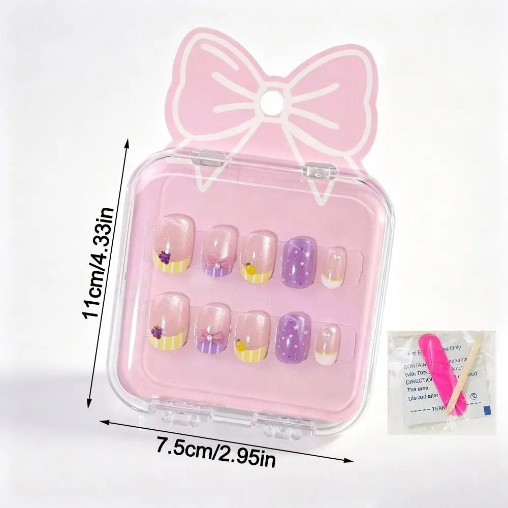 Kids Cat's Eye Press On Nails – Cute Short Detachable Set Kids Press On Nails QXL