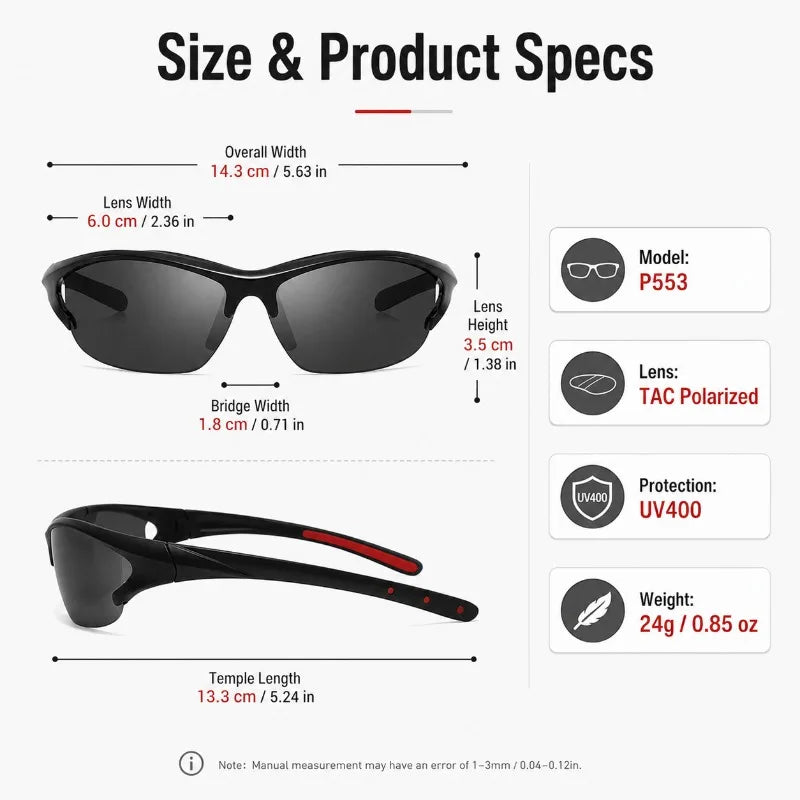 Polarized Cycling Sunglasses UV400 TAC Lens | Lightweight Sport Polarized Sport Sunglasses QXL