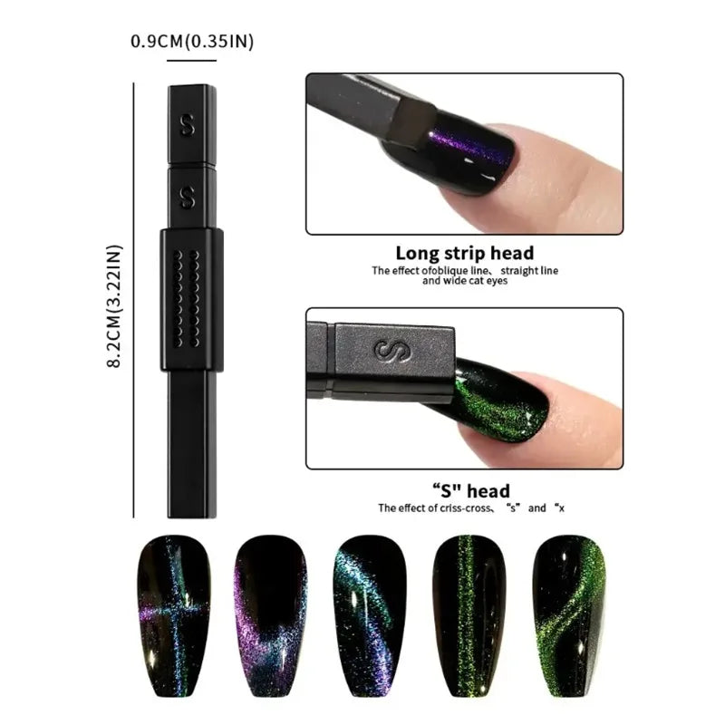 8-Pc Magnetic Wand Set for 3D Cat Eye UV Gel Nail Art Nail Art Magnet Wand QXL