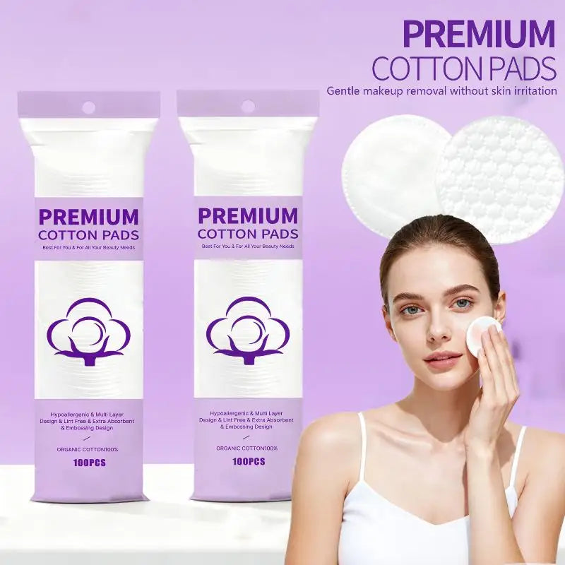 Pearl Notched Cotton Pads | Soft Disposable Makeup Remover Rounds Makeup Remover Pads QXL
