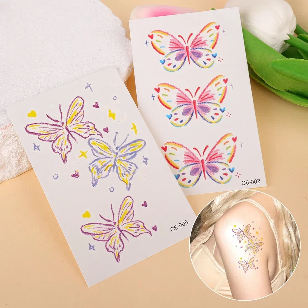 Pink Butterfly Temporary Tattoo Stickers | Waterproof Body Art Temporary Tattoo Stickers QXL