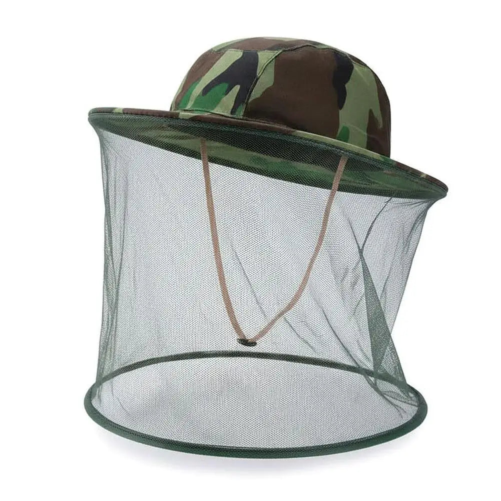 Mosquito Head Net Hat | Camouflage Bee Veil Outdoor Cap Insect Net Hat QXL A