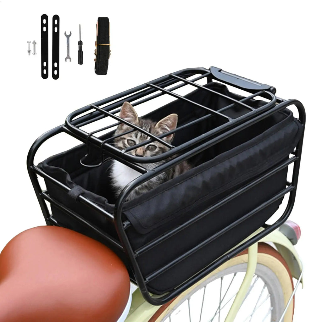 Carbon Steel Enclosed Bike Pet Carrier Basket – Rear Rack Bike Pet Carrier Basket QXL