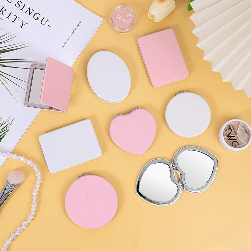 Heart-Shaped Dual-Sided Compact Makeup Mirror | HD Folding Compact Vanity Mirror QXL