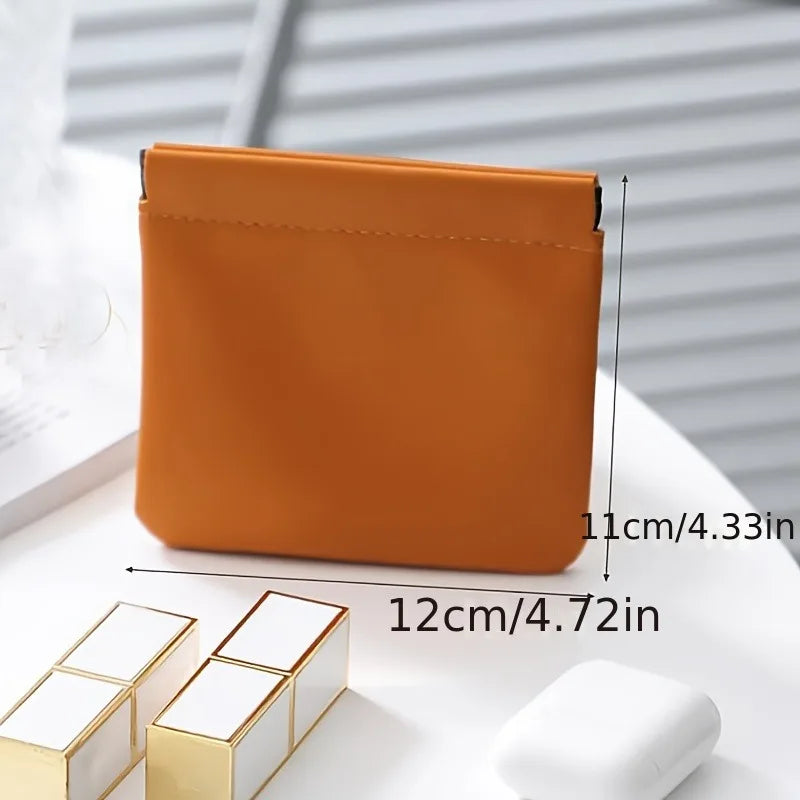 PU Leather Travel Cosmetic Bag & Mini Coin Wallet Cosmetic Travel Bag QXL Caramel color 1pc
