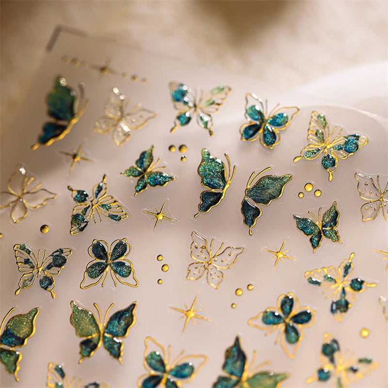 5D Cat & Floral Self-Adhesive Nail Art Stickers | Relief Decals Nail Art Stickers QXL