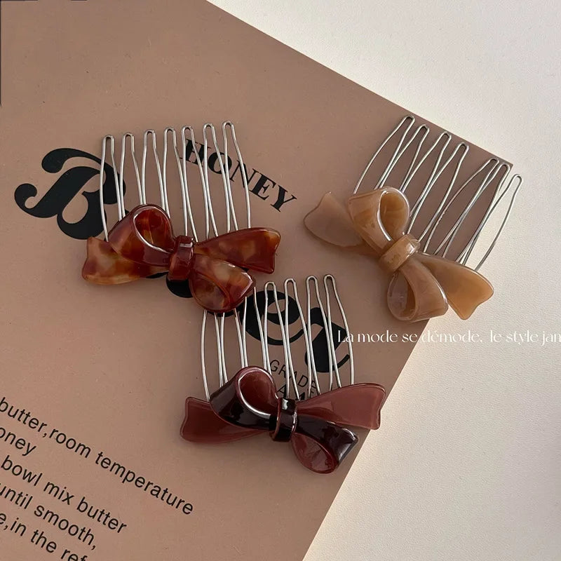7-Teeth Acetate Bow Hair Comb Clip | Women's Styling Hairpin Hair Comb Clip QXL