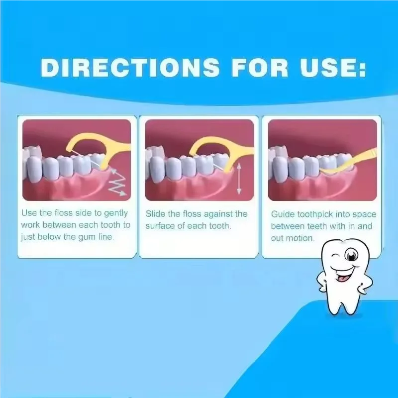50-Pack Fruit Flavor Disposable Dental Floss Picks – Individually Wrapped Dental Floss Picks QXL