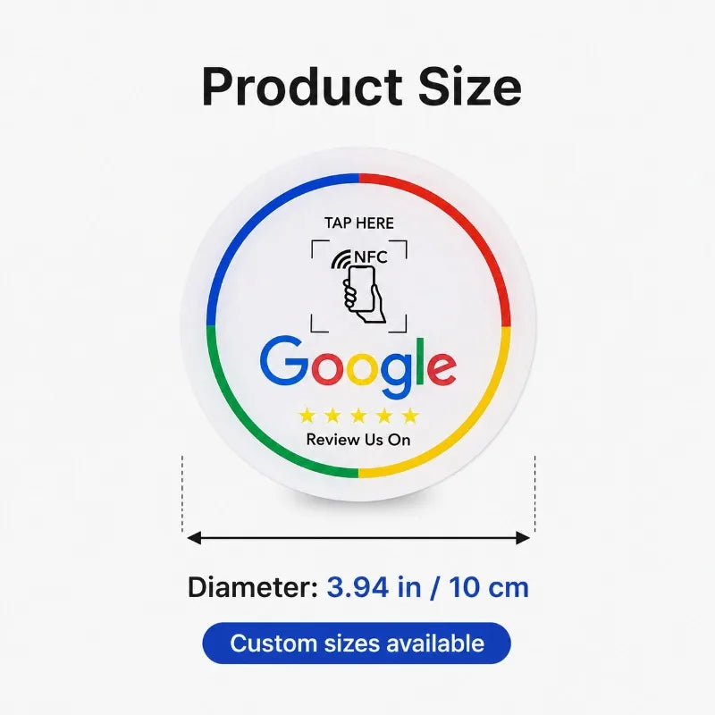 NTAG215 NFC Google Review Table Sticker | 10cm Acrylic NFC Review Sticker QXL