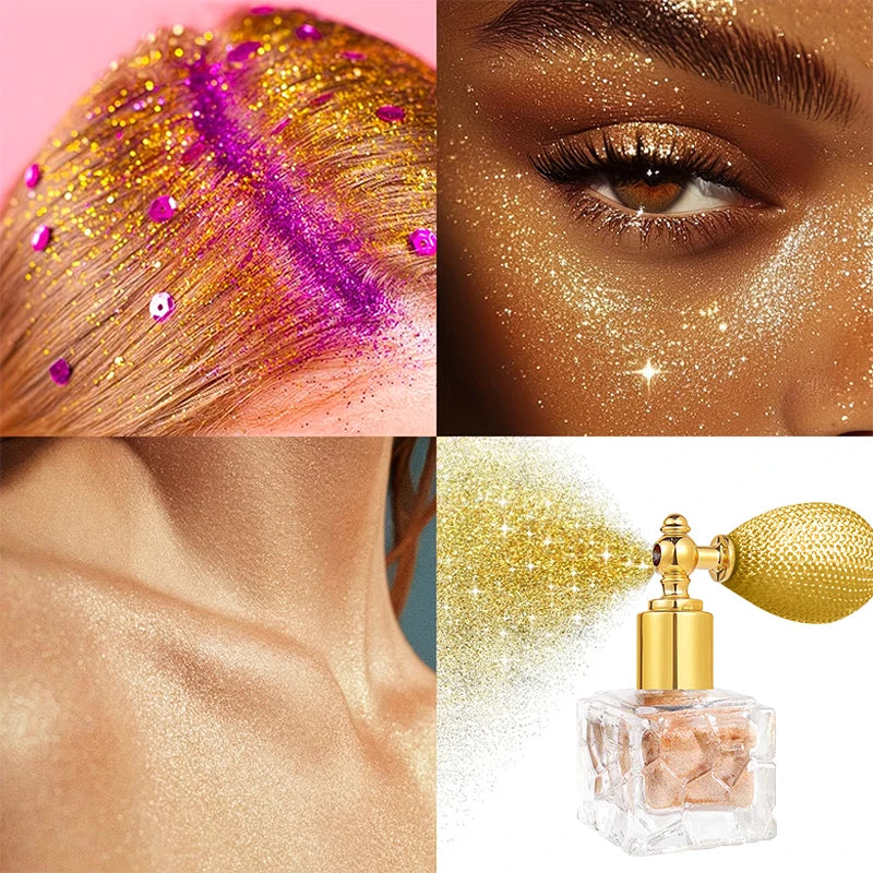 Air Pump Holographic Glitter Spray Powder | Hair Body & Face Body Glitter Spray QXL