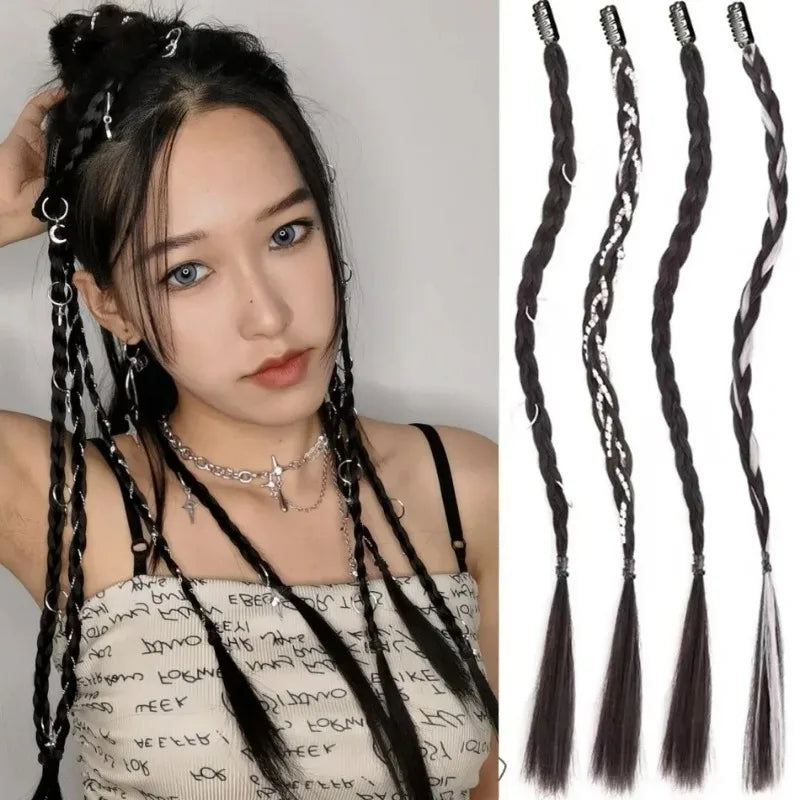 2-Pack Clip-In Braided Hair Extensions | Synthetic Twist Clip-In Hair Extensions QXL