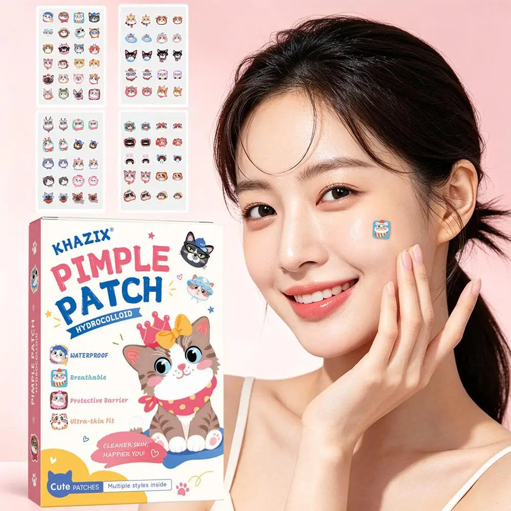 Cat-Shaped Cartoon Acne Patches | Colorful Spot Stickers Acne Spot Patches QXL