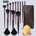 16-Pc Professional Makeup Brush Set with Bag & Charm Makeup Brush Set QXL Burgundy