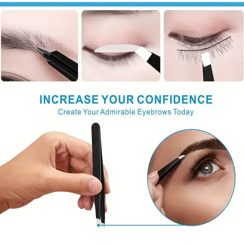 4-Pc Stainless Steel Precision Tweezers Set | Brow & Facial Precision Tweezers Set QXL