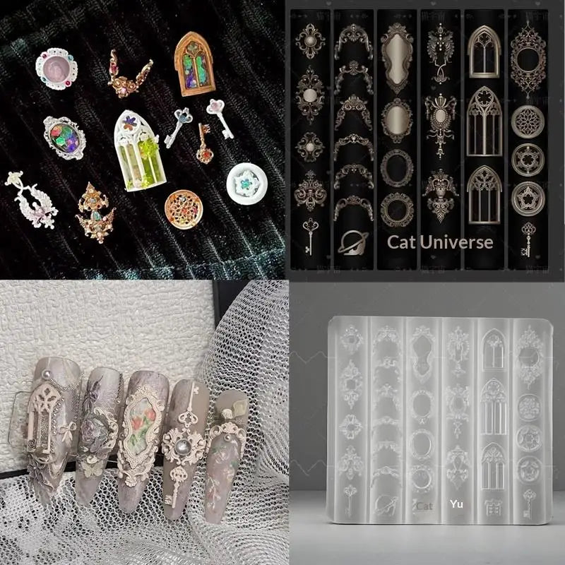 3D Silicone Nail Art Mold | Retro Medieval Candlestick Design Nail Art Mold QXL