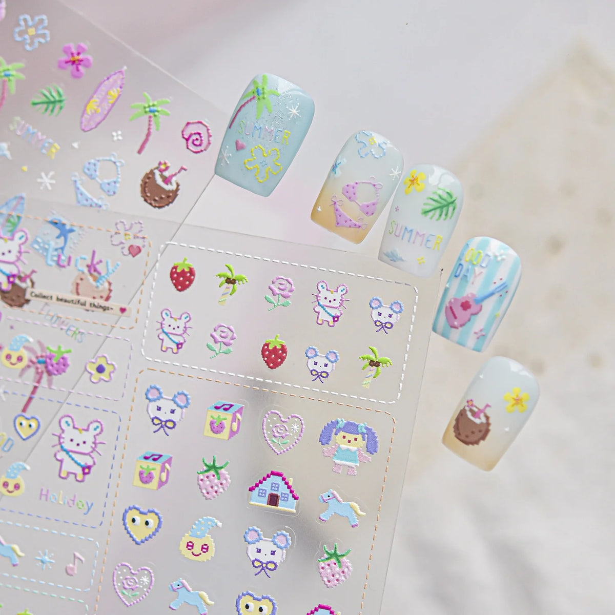 5D Cute Cartoon Nail Stickers | Self-Adhesive Nail Decals Nail Art Stickers QXL
