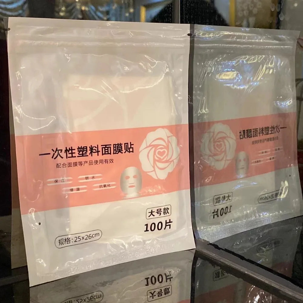 100-Pack Disposable PE Face & Neck Mask Wrap Film | Skincare Face Mask Wrap Film QXL