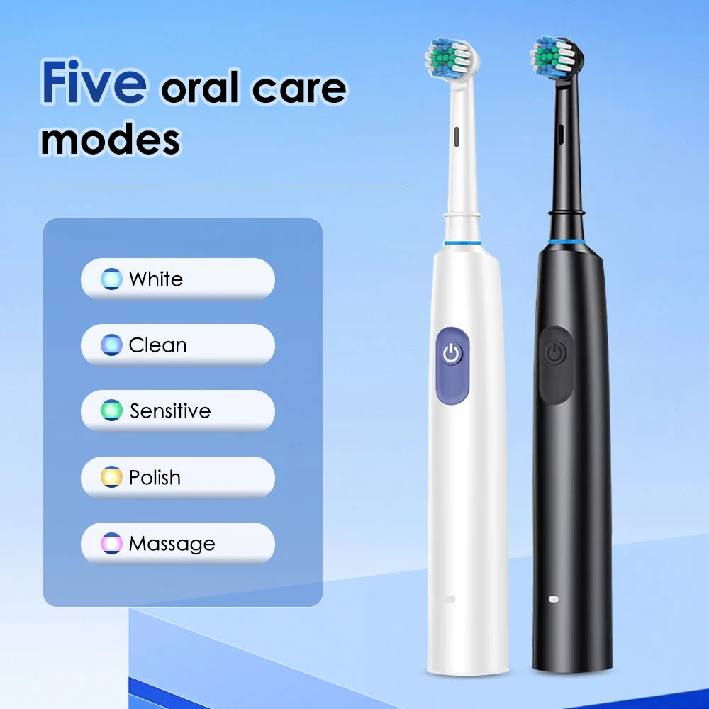 Smart Rotating Electric Toothbrush | 5 Modes, 4 Heads & Timer Electric Toothbrush QXL