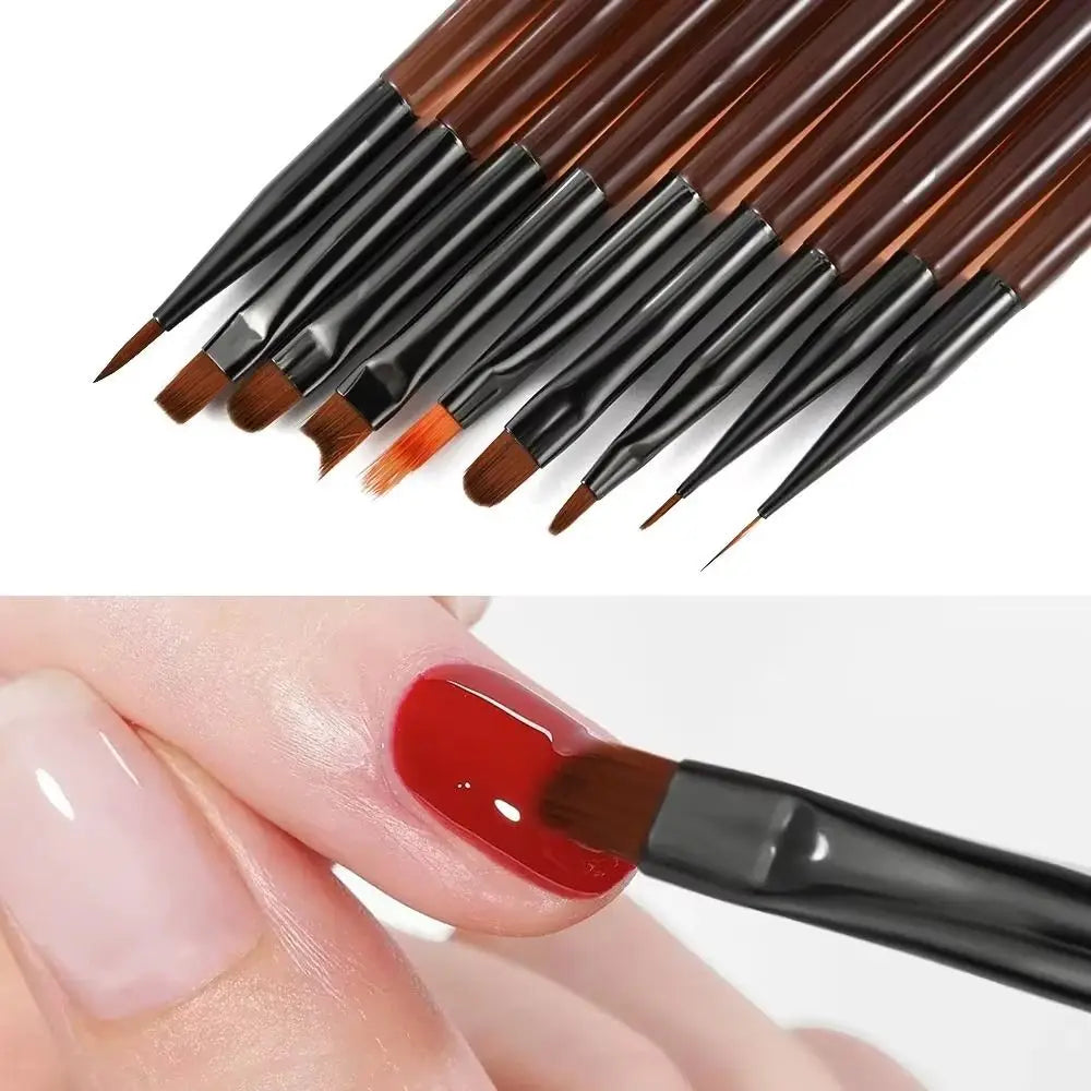 9-Piece Nail Art Brush Set | UV Gel, Liner & Acrylic Nail Art Brush Set QXL