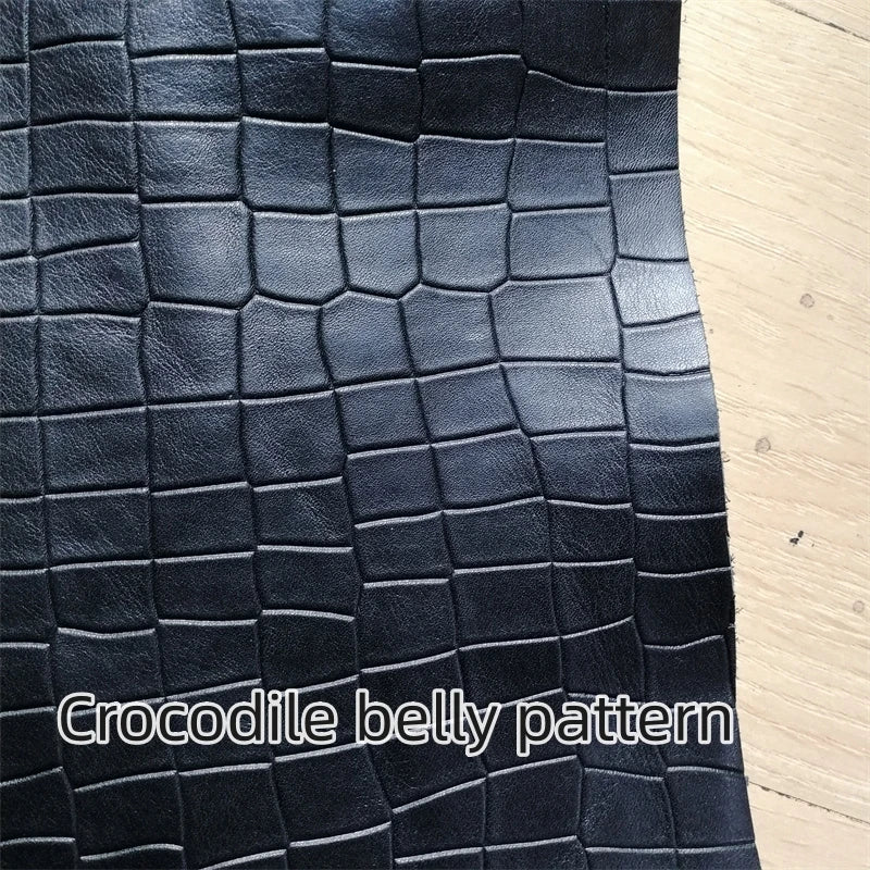 1mm Black Crocodile Grain Top-Grain Cowhide Leather Full Sheet Craft Leather Sheet QXL black 30x60cm China Mainland
