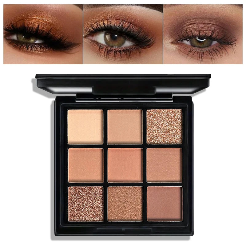 VERONNI 9-Color Chocolate Eyeshadow Palette – Matte & Glitter Eyeshadow Palette QXL