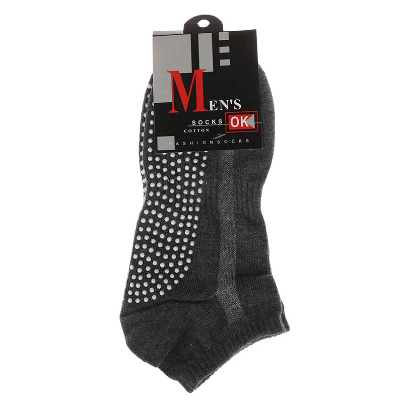 Men's Cotton Non-Slip Yoga Socks | Grip Pilates & Gym Yoga Grip Socks QXL Dark grey