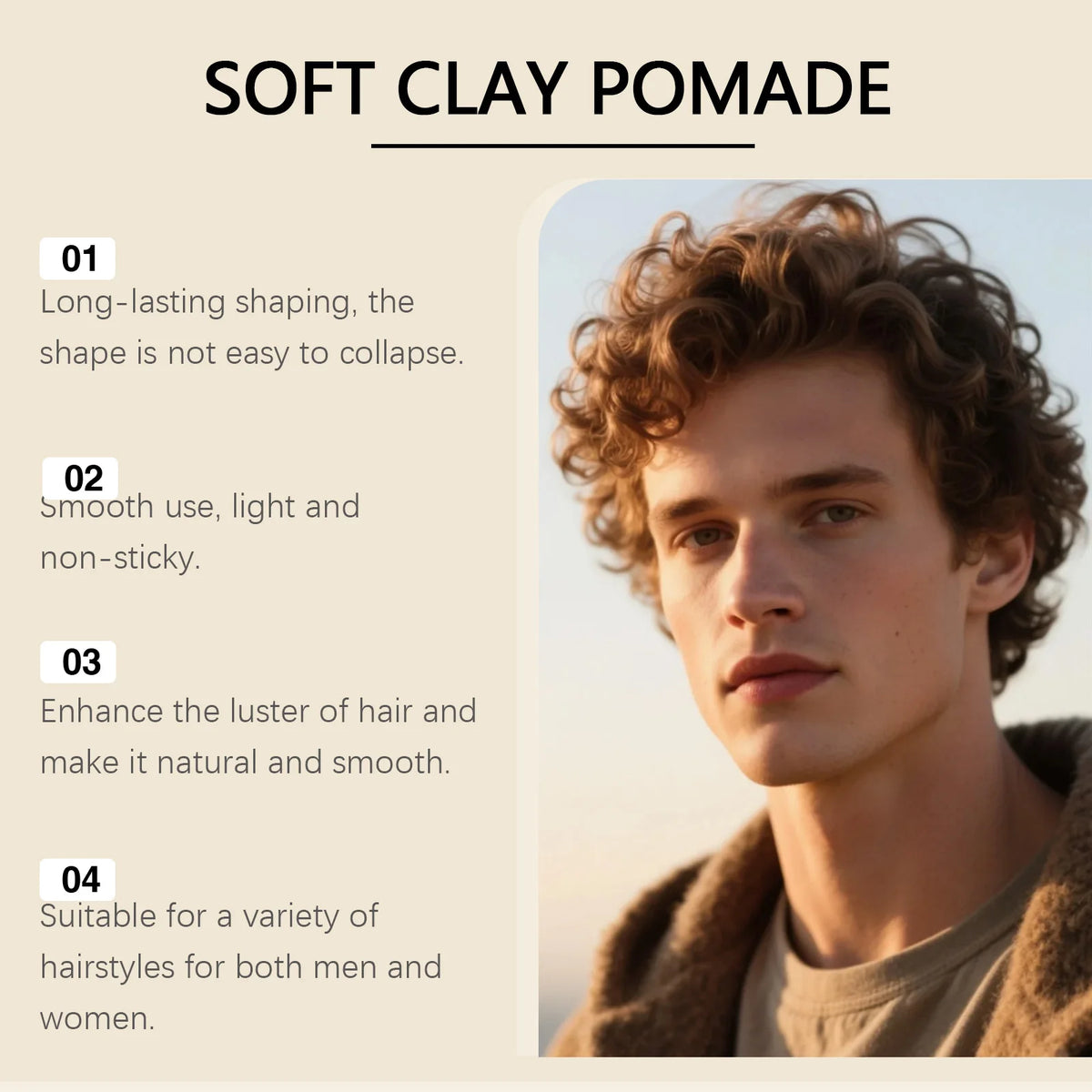HOEGOA Strong Hold Hair Clay Wax Pomade – Matte Finish 100g Hair Styling Clay QXL