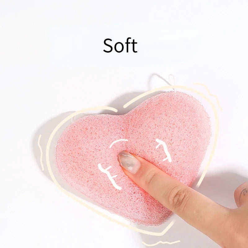 Purple Konjac Face Cleansing Sponge | Heart & Round Shape Konjac Cleansing Sponge QXL