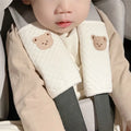 Baby Car Seat Belt Cover | Soft Cotton Shoulder Strap Pad 2-Pack Car Seat Strap Cover QXL B79 Bear (A Pair)