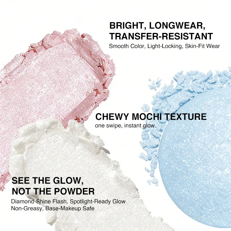 Star Aura Shimmer Highlighter Powder | Glitter Face Brightener Shimmer Highlighter Powder QXL