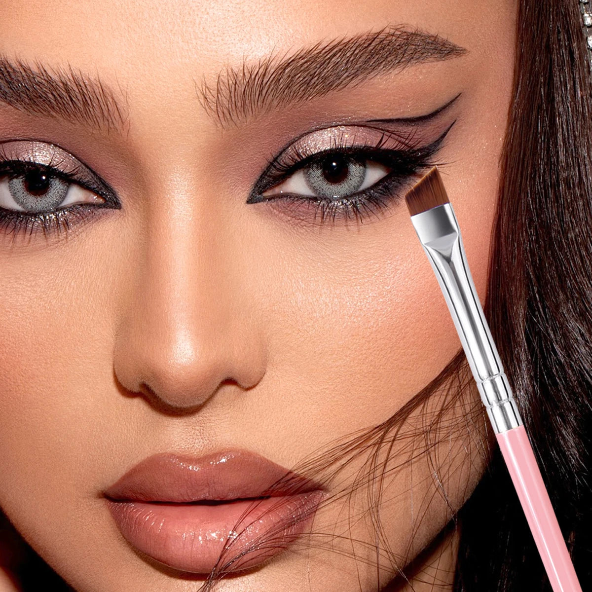 KOSSHOW 3-Piece Pink Makeup Brush Set | Eyeliner & Powder Makeup Brush Set QXL