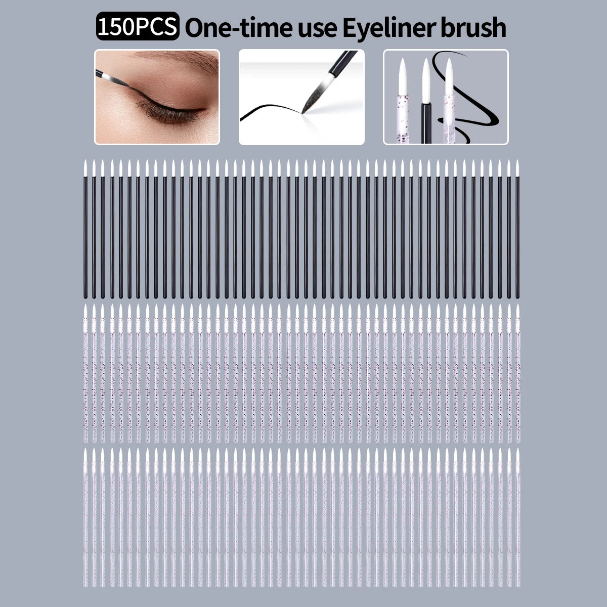 150/50-Pack Disposable Eyeliner Brushes | Fine Tip Liner Set Disposable Eyeliner Brushes QXL